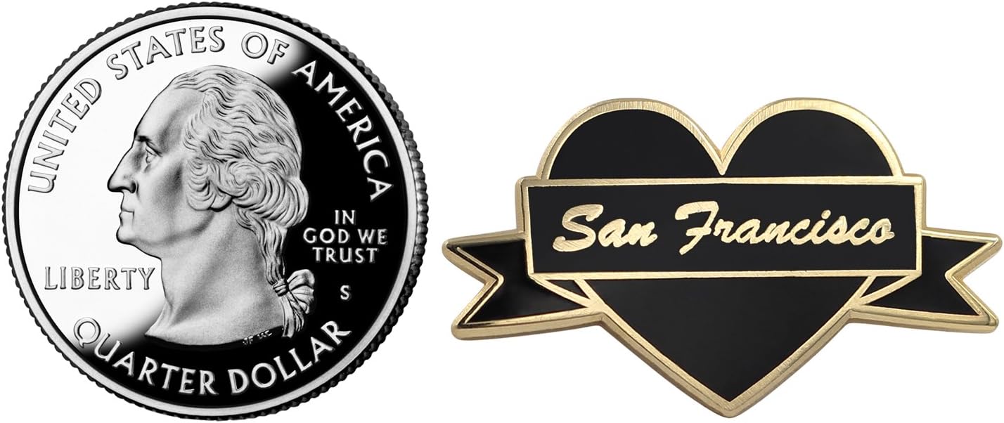 I Heart San Francisco Enamel Pin by Real Sic - San Fran Lapel Pin - I Love San Francisco Souvenir Pin for Jackets, Backpacks, Bags, Hats & Tops
