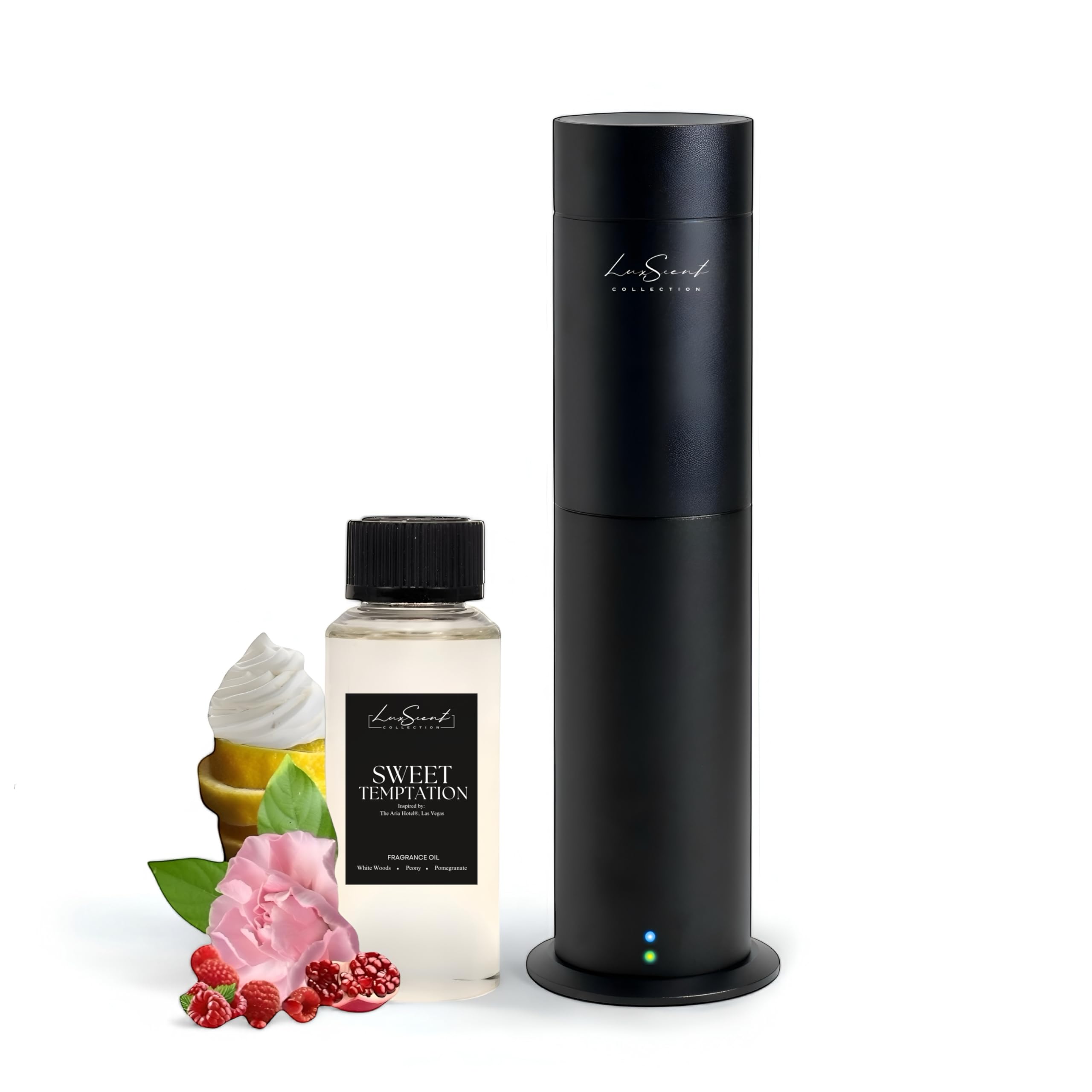 Aroma Scent Diffuser Starter Kit for Up to 1000SQ. FT. Coverage - 120ML Waterless Essential Oil Scent Included - Luxury Aroma Diffuser Ideal for Home, Office & Hotel (Black, Dream On)