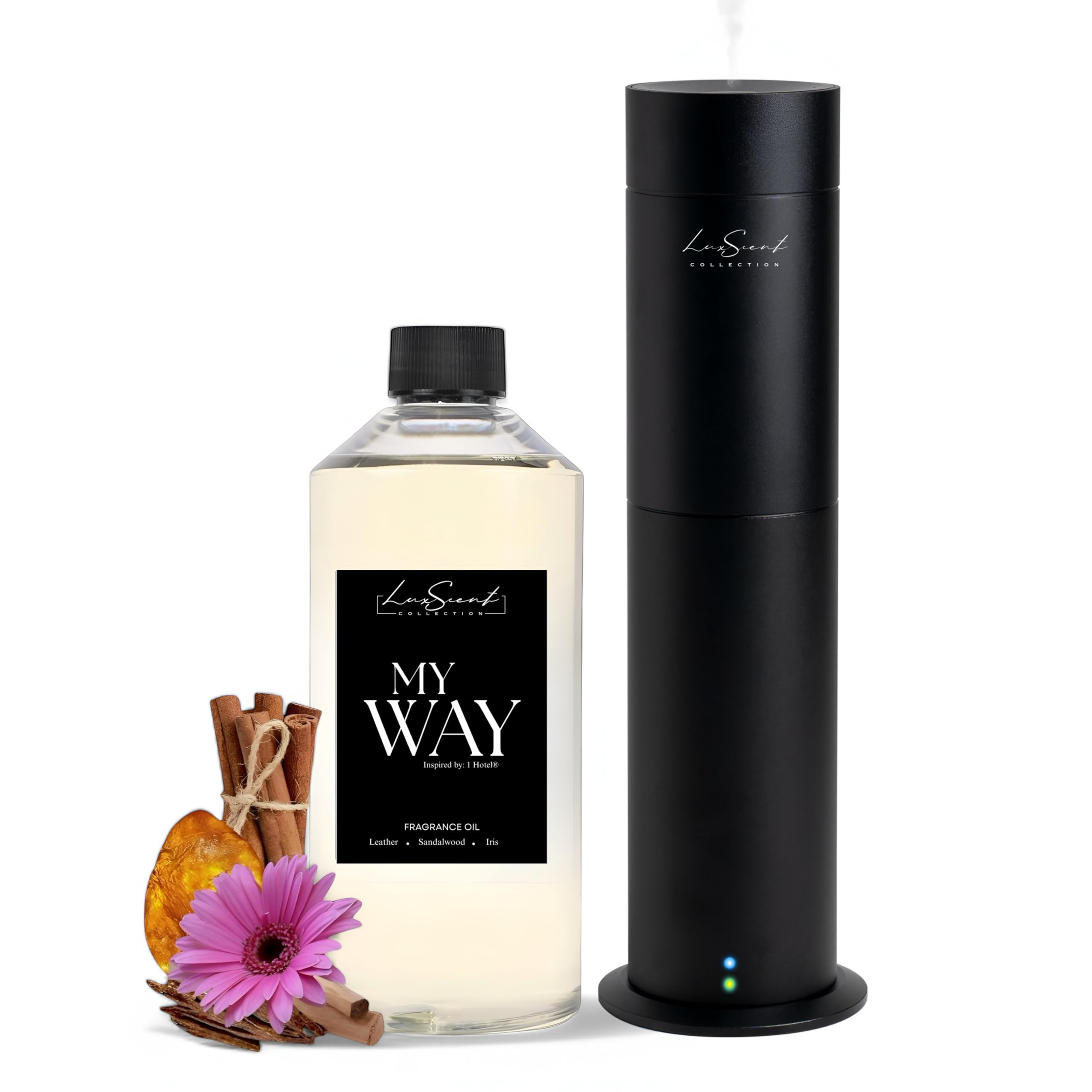 Aroma Scent Diffuser Starter Kit for Up to 1000SQ. FT. Coverage - 120ML Waterless Essential Oil Scent Included - Luxury Aroma Diffuser Ideal for Home, Office & Hotel (Black, Dream On)