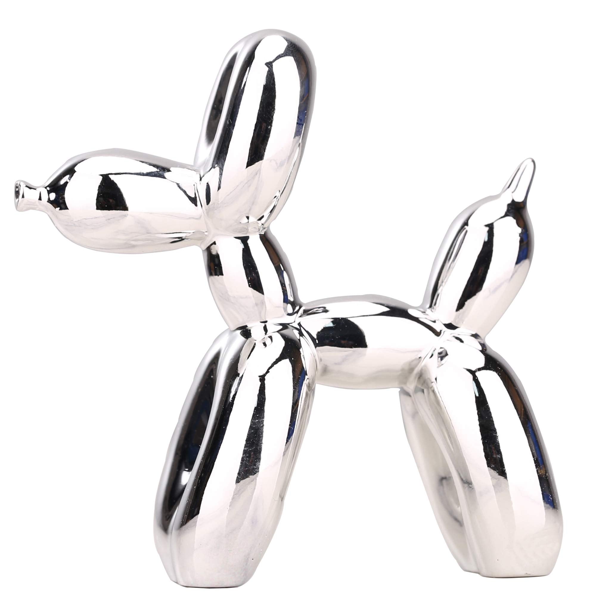 balloon dog sculpture modern home decor Collectible Figurines funky statues for bedroom trendy Animal living room decor Art resin decoration office standing deskdecor (11.8*11.8*4.7inch, pink)