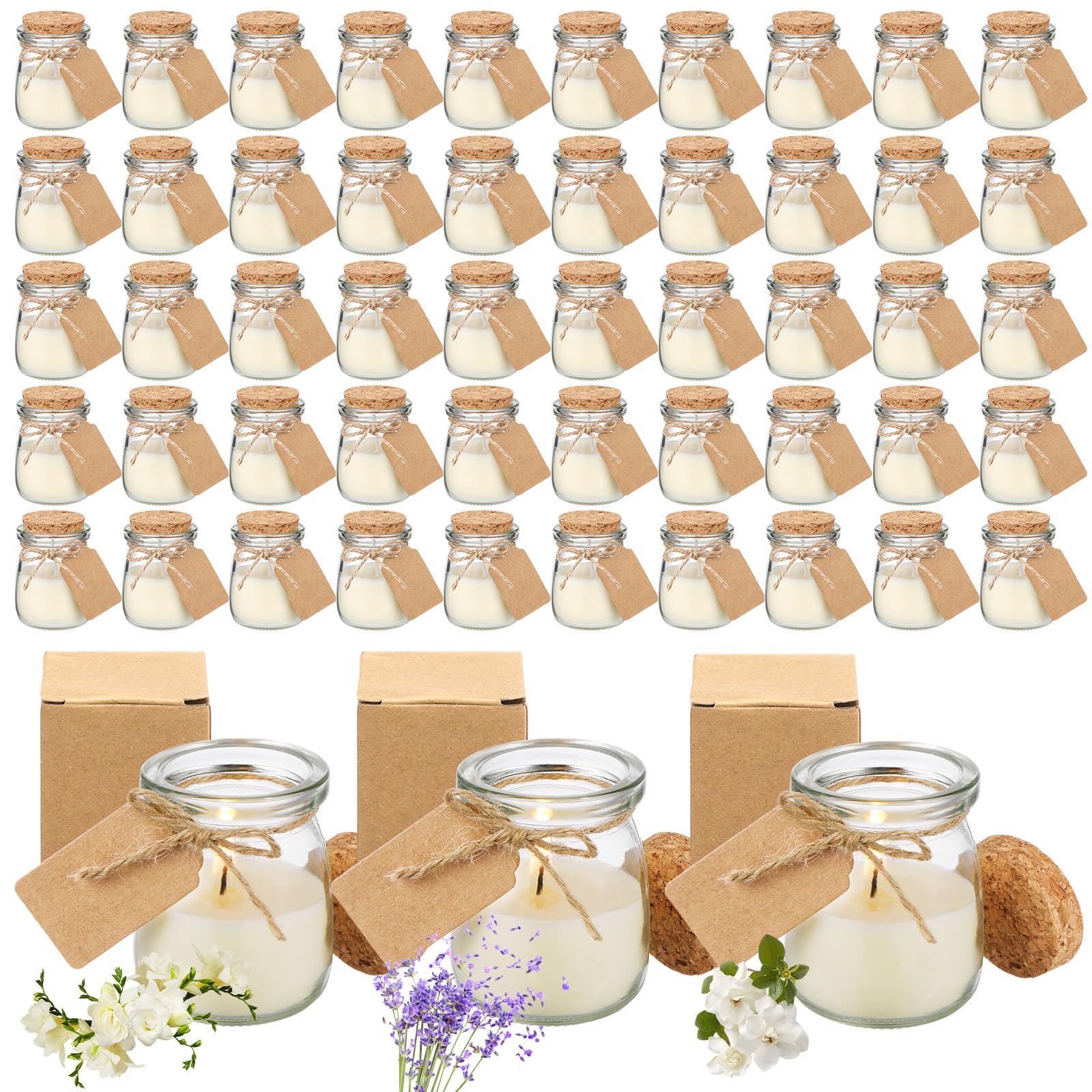 MTLEE 50 Pcs Fall Jar Candles Holiday Candle Gifts Natural Wax Jar with DIY Tag Cards Gift for Halloween Party Favor Home Supply Decor, Scents of Pumpkin