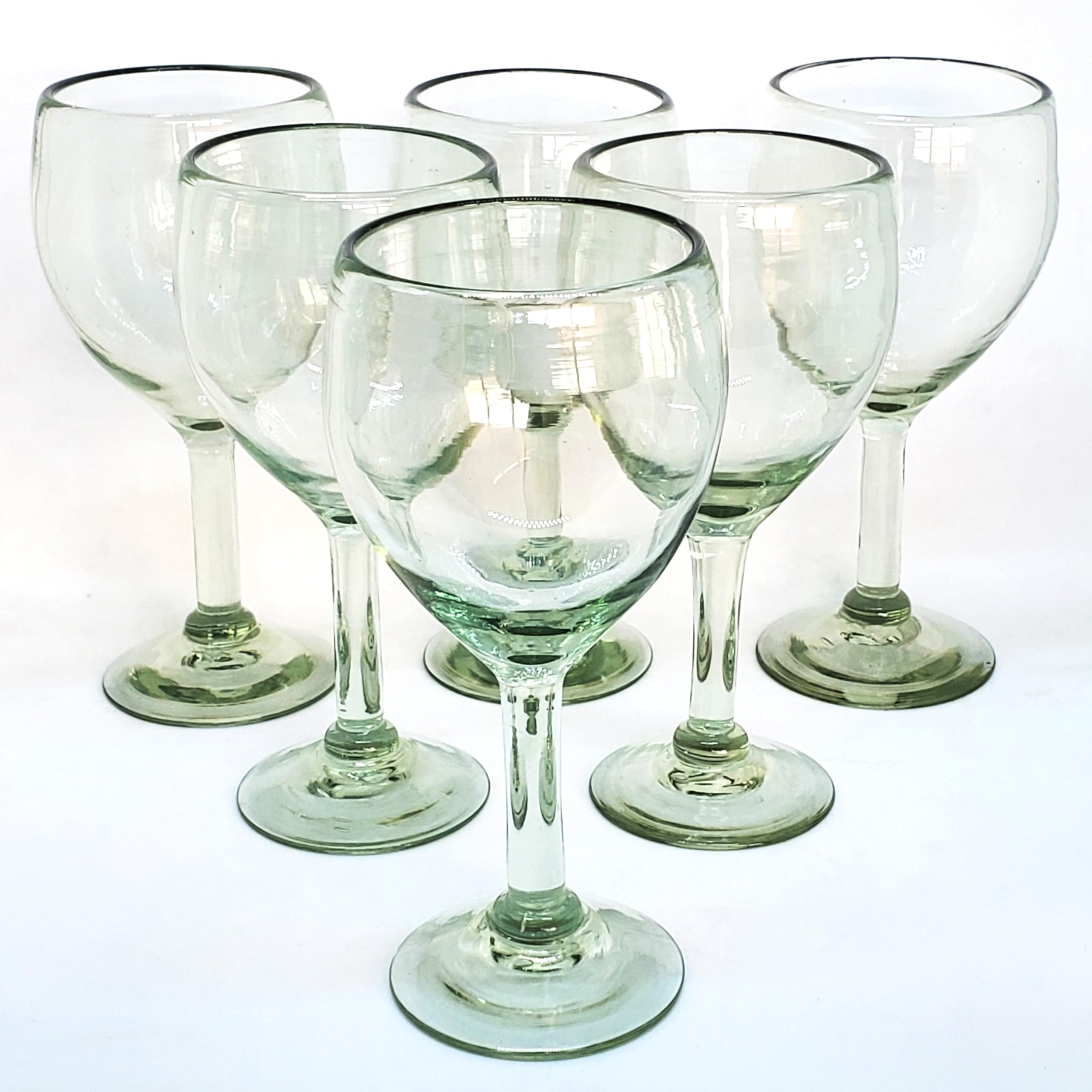Clear 14 oz Drinking Glasses (set of 6), Hand Blown Mexican Glassware, Recycled Glass Drinking Glasses, Lead-Free, Cocktail Margarita Glasses, Wine Glasses, Shot Glasses, Whiskey Glasses (Drinking)
