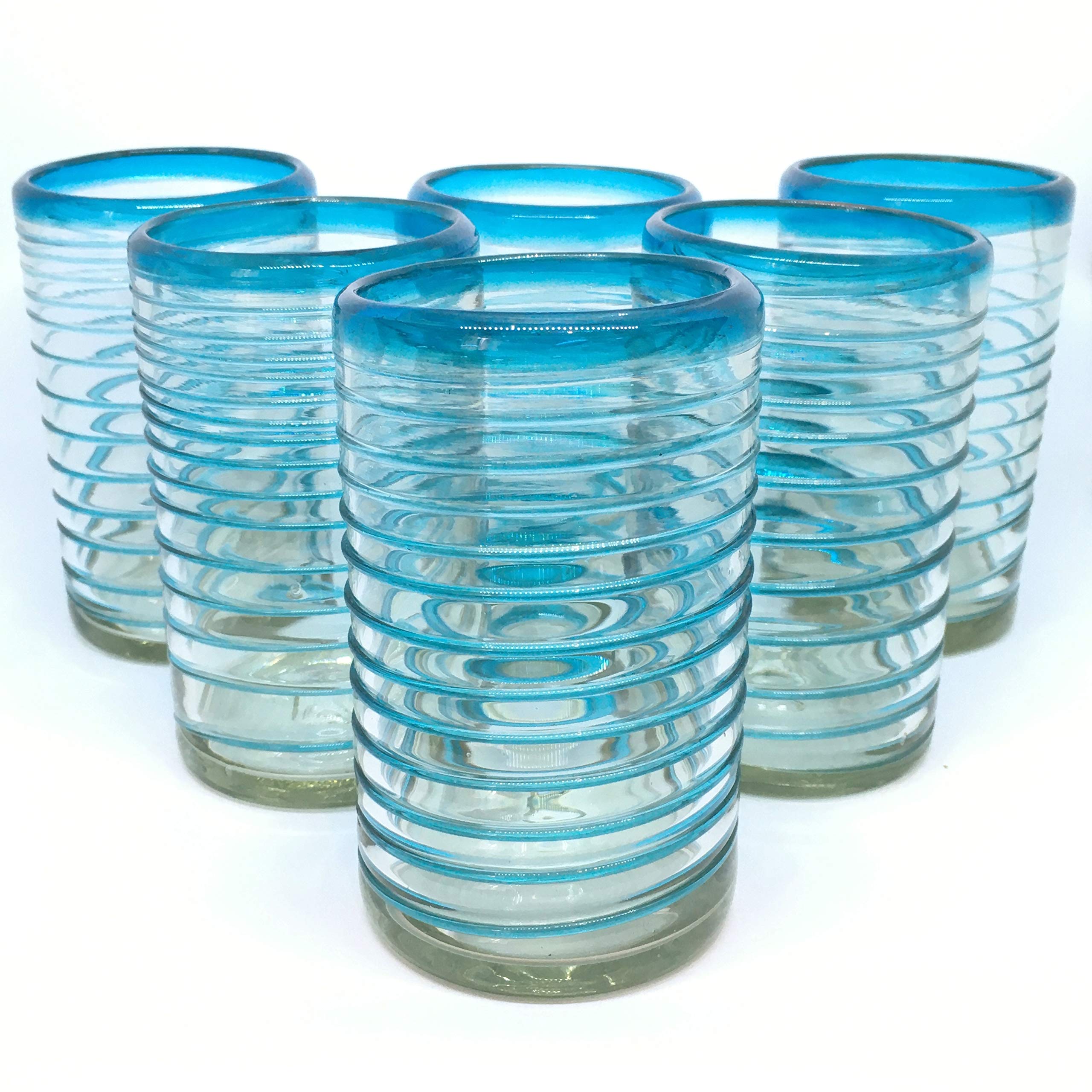 Ruby Red Spiral 14 oz Drinking Glasses (set of 6), Recycled Glass, Lead-free, Toxin-Free (Drinking)