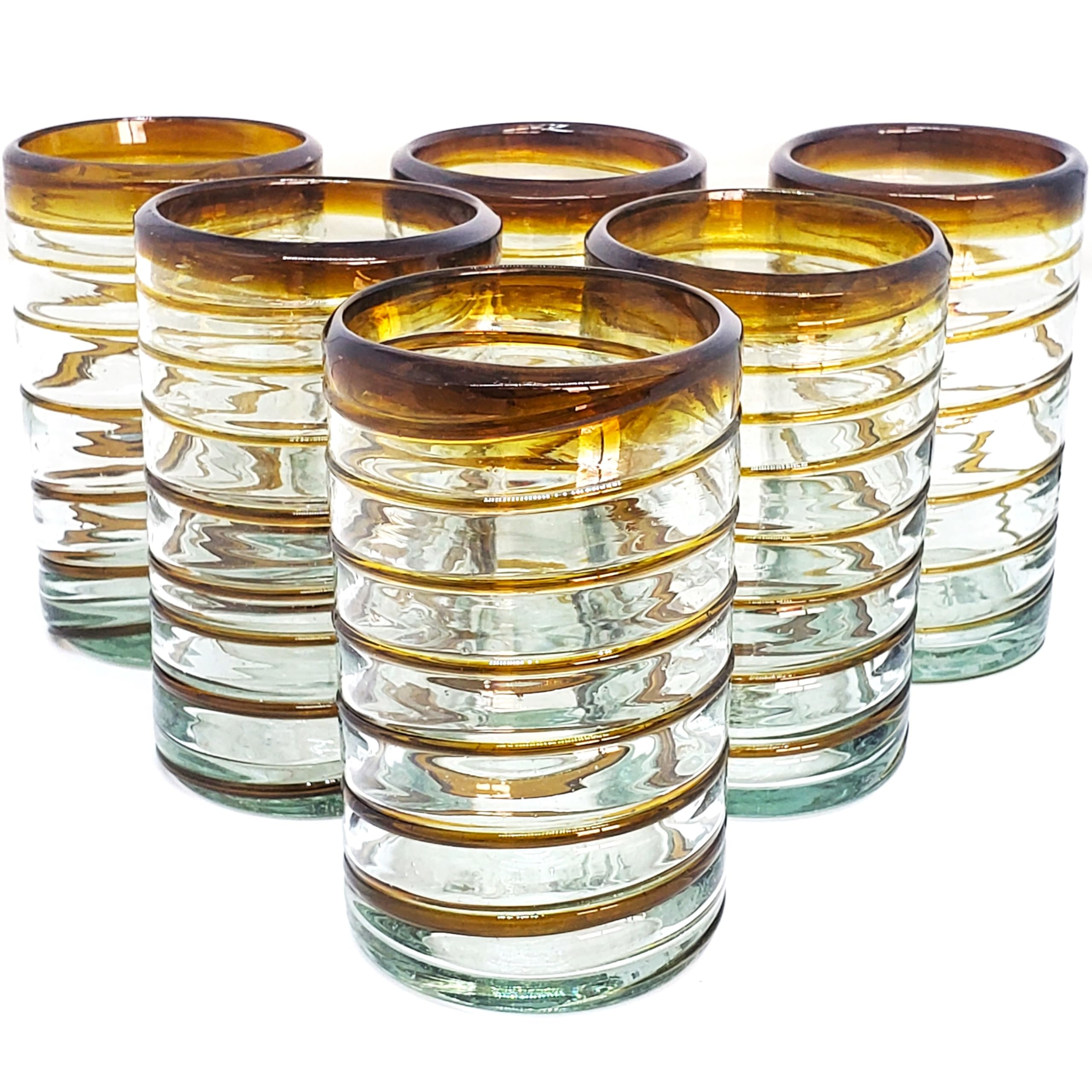 Ruby Red Spiral 14 oz Drinking Glasses (set of 6), Recycled Glass, Lead-free, Toxin-Free (Drinking)