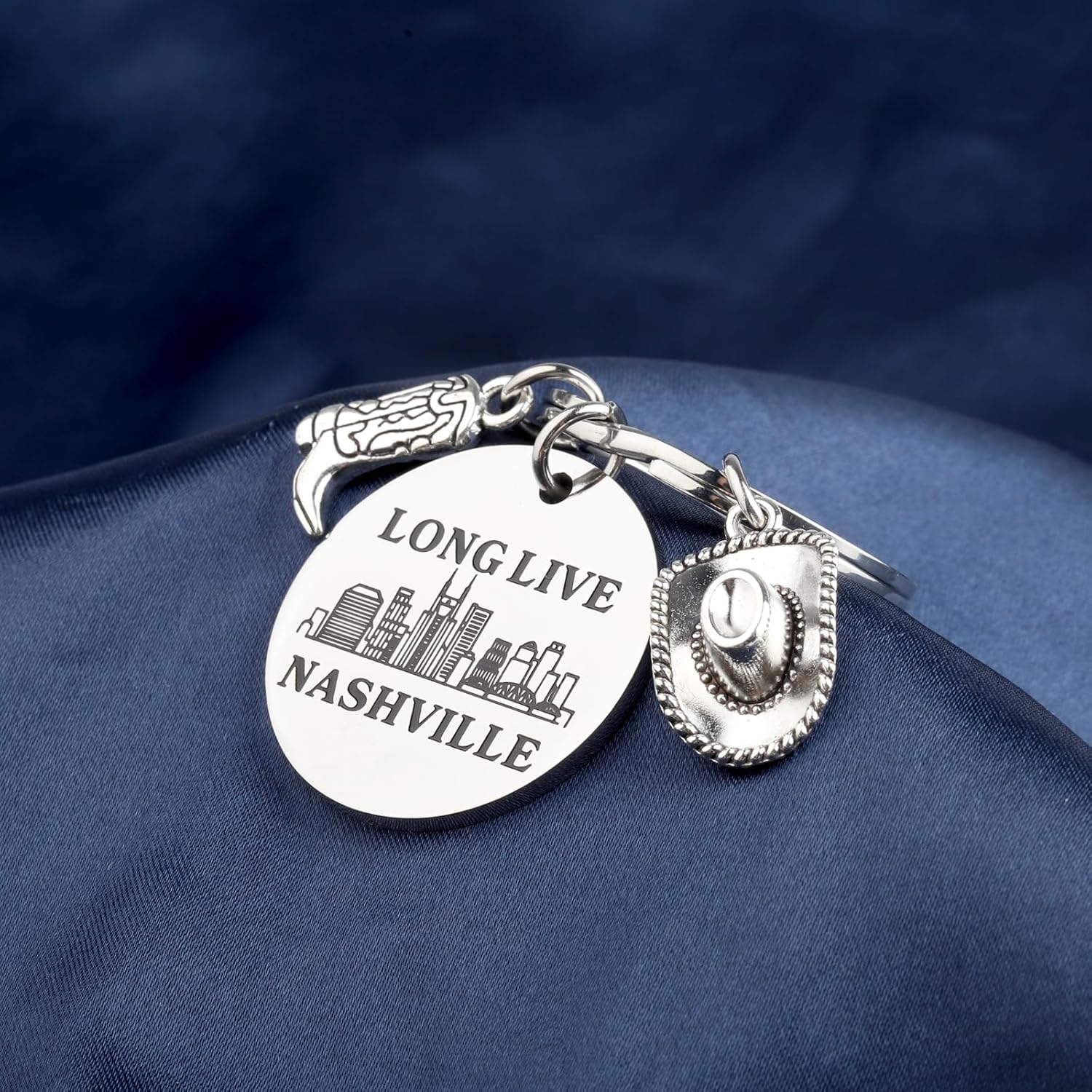 TGBJE Nashville Girls Trip Gift Long Live Nashville Keychain Music City Gift Western Country Cowgirl Jewelry Tennessee Gift
