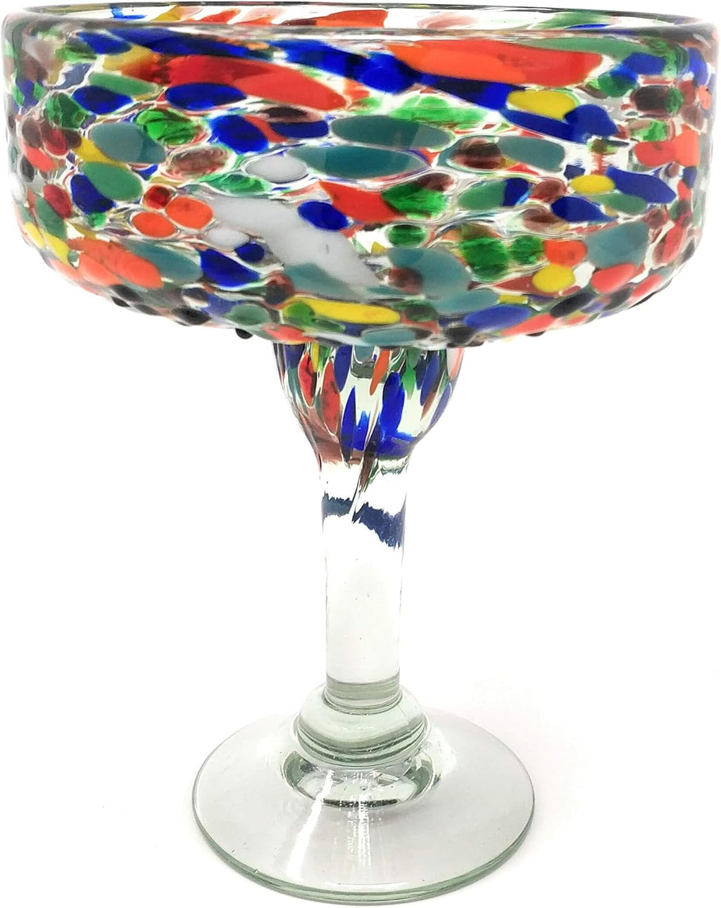 Dos Sueños Mexican Hand Blown Glass – Set of 4 Hand Blown Margarita Glasses Confetti Rock (16 oz) …