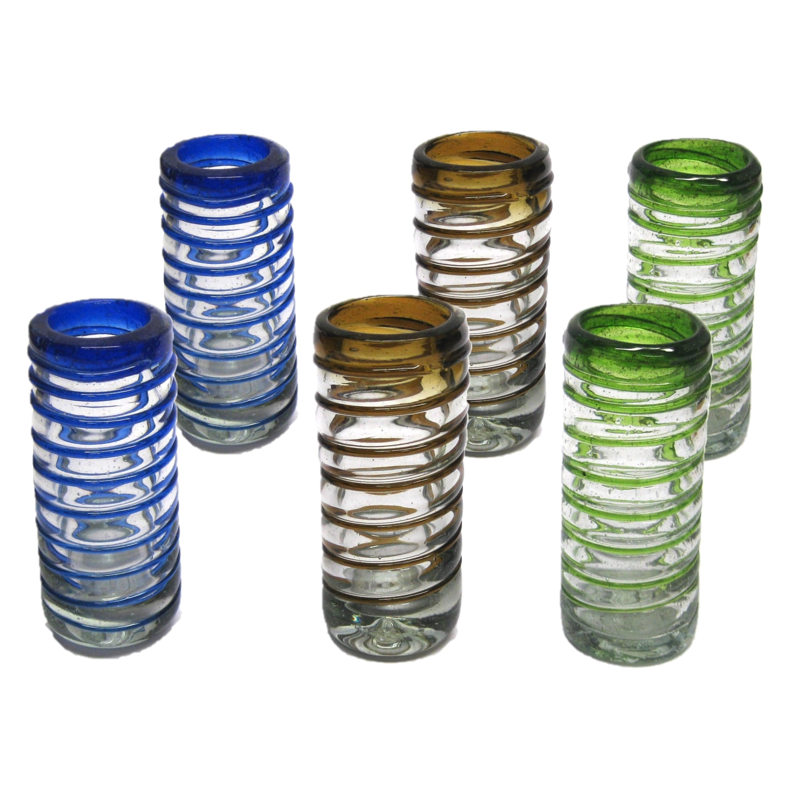 Ruby Red Spiral 14 oz Drinking Glasses (set of 6), Recycled Glass, Lead-free, Toxin-Free (Drinking)
