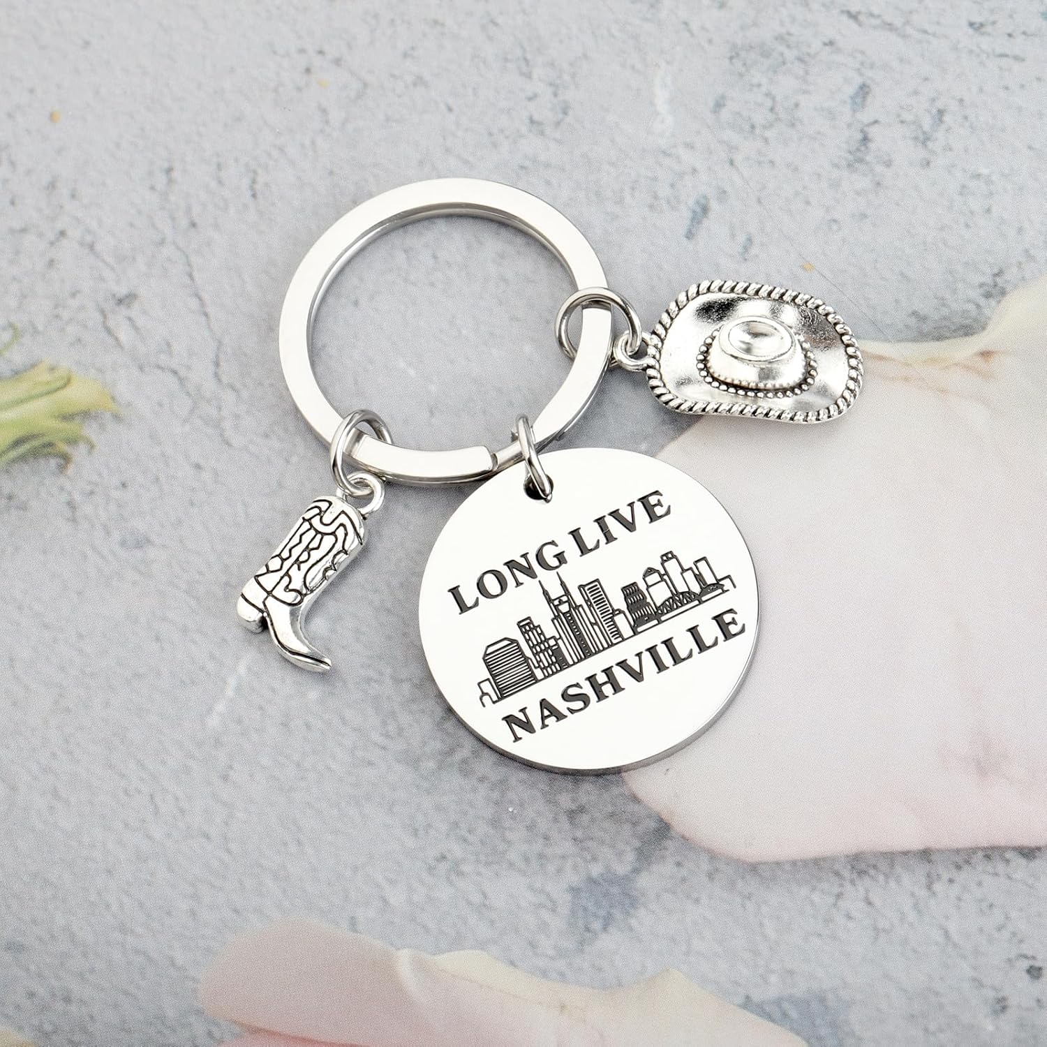 TGBJE Nashville Girls Trip Gift Long Live Nashville Keychain Music City Gift Western Country Cowgirl Jewelry Tennessee Gift