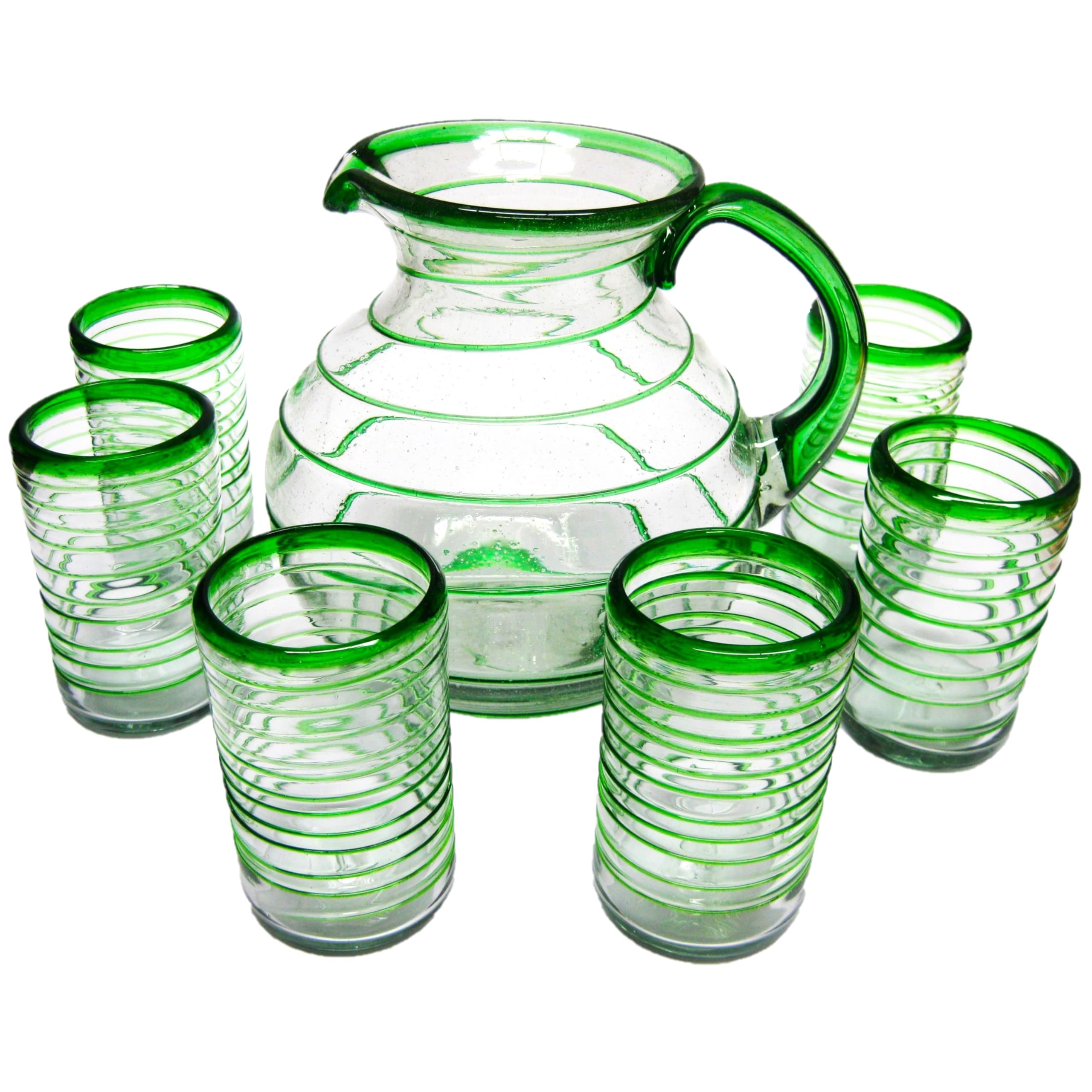 Ruby Red Spiral 14 oz Drinking Glasses (set of 6), Recycled Glass, Lead-free, Toxin-Free (Drinking)