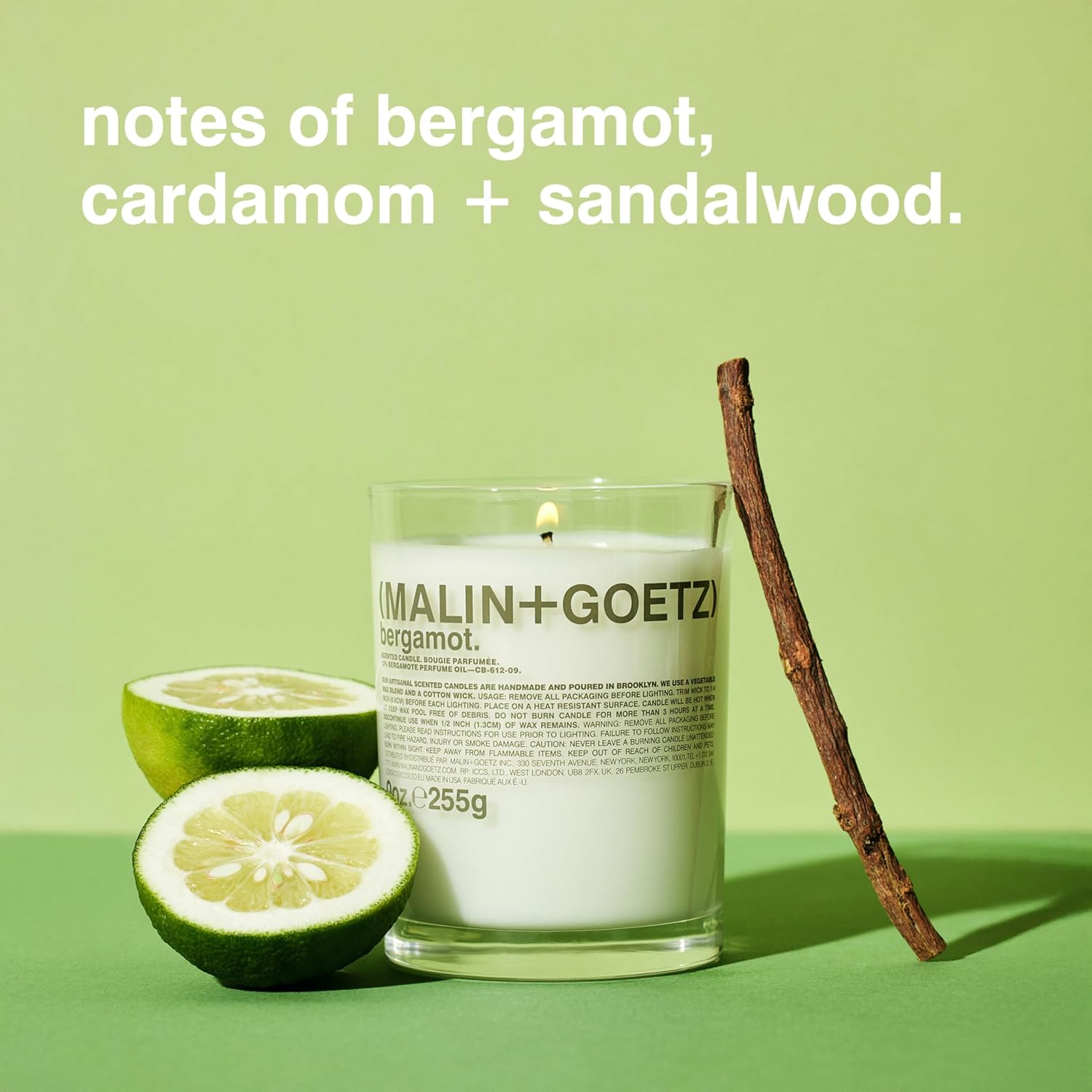 MALIN+GOETZ 9oz Scented Candle | Hand-Poured Soy Wax with Unique Fragrance Blends | Clean-Burning, Vegan & Cruelty-Free | Bergamot, Sage, Otto, Tomato, Strawberry, Cannabis, Dark Rum & Leather