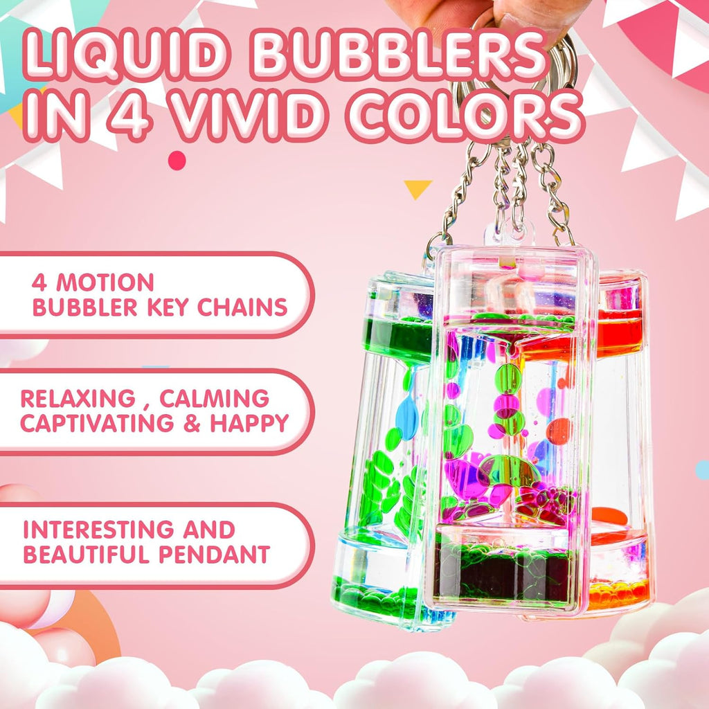 Dynamic Liquid Timers Key Chain Set, Colorful Motion Bubbler Timekeeper Key Chain, Liquid Hourglass Keychains