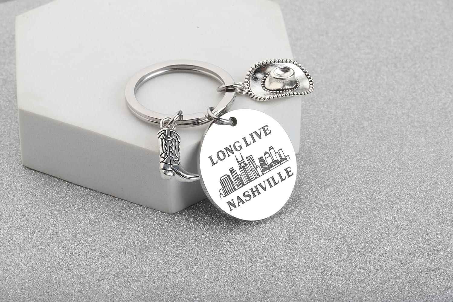 TGBJE Nashville Girls Trip Gift Long Live Nashville Keychain Music City Gift Western Country Cowgirl Jewelry Tennessee Gift